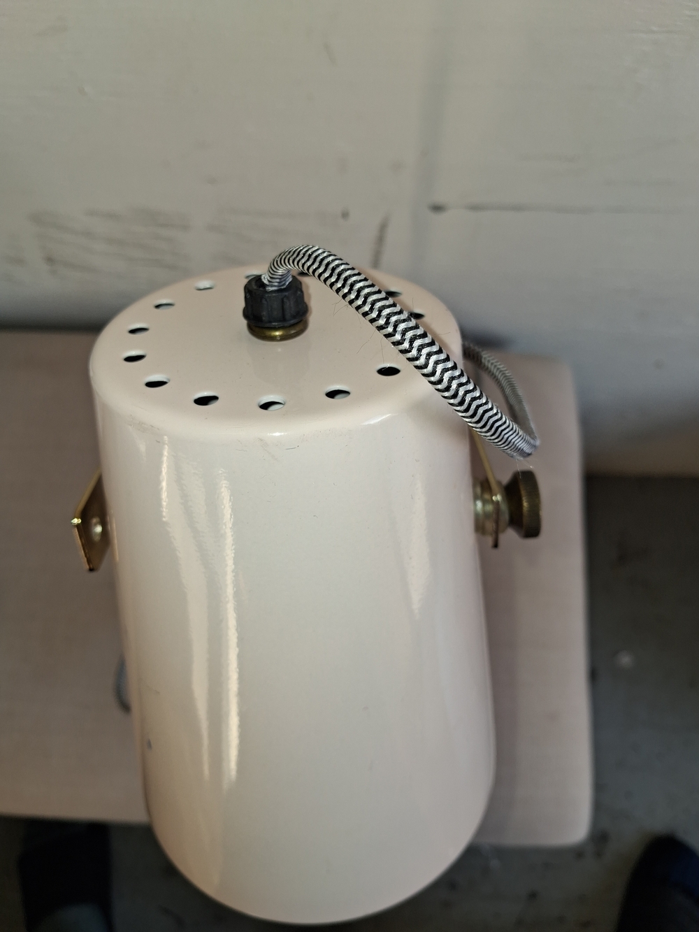 Cream Metal Pendant Light with Braided Cord